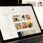 Etsy website on the screen of a laptop