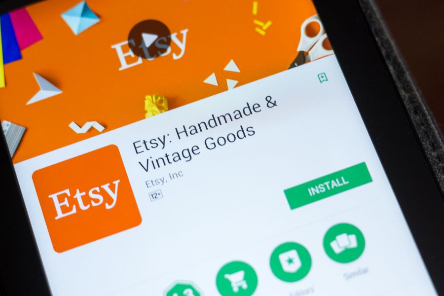 Etsy logo on a smartphone screen