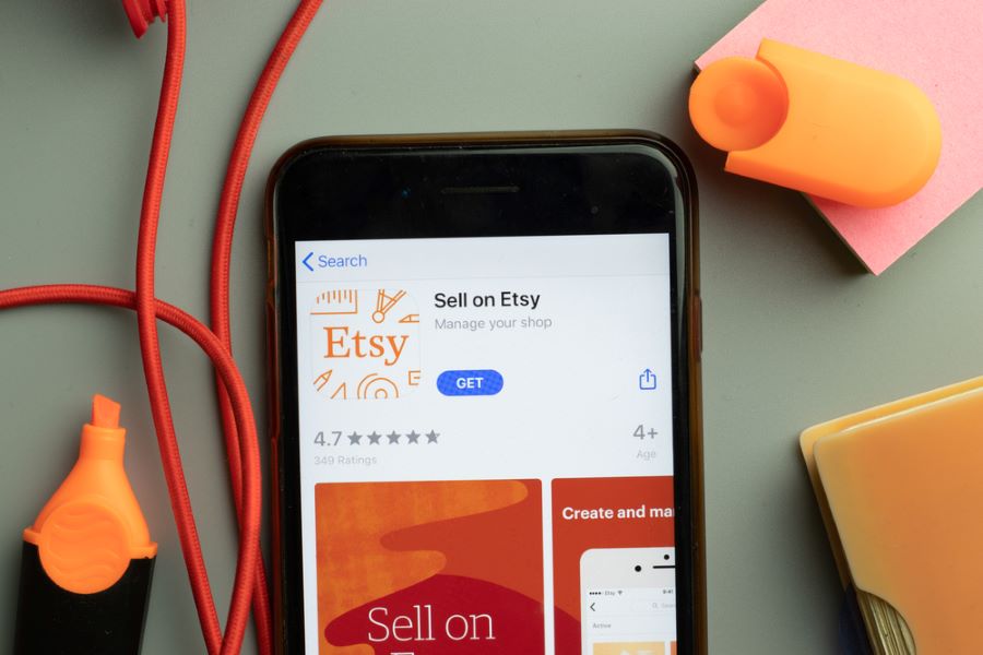 Etsy shop app on a smartphone screen