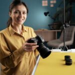 A businesswoman making product photos for e-commerce