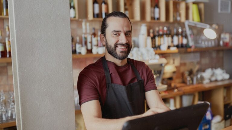 bartender working on POS