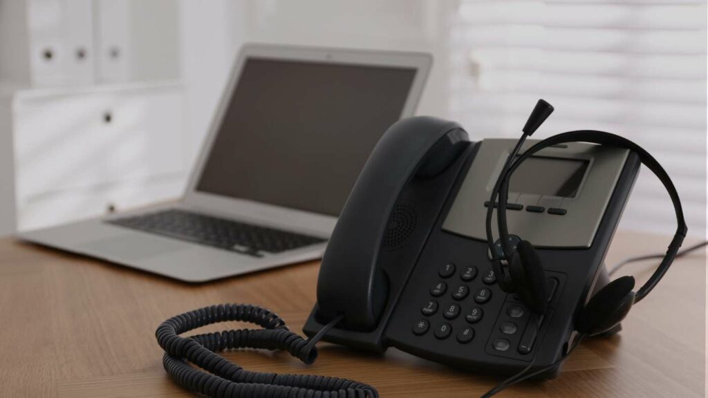 Voip phone and laptop